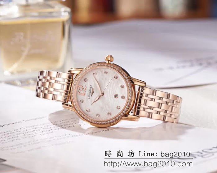 LONGINES浪琴 音符波紋貝母面 輕奢風女士腕表 WSS0582